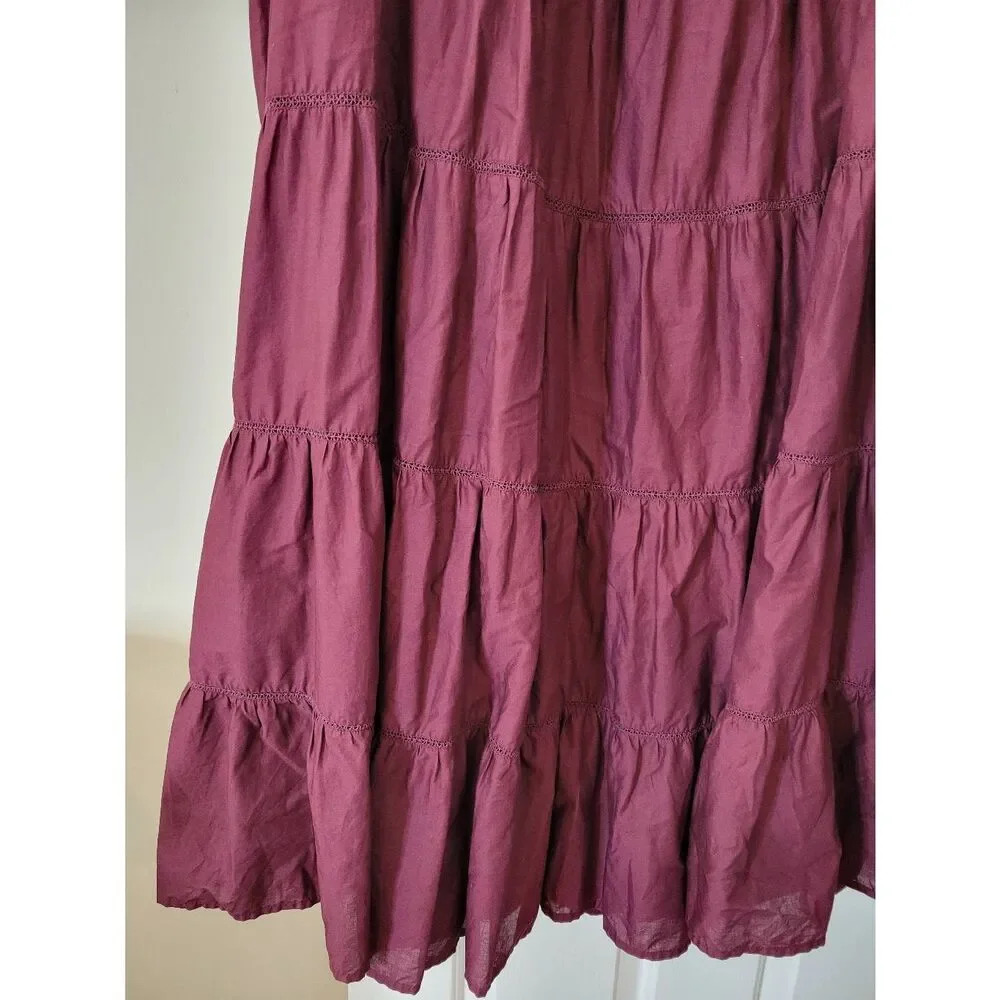 Wine Ruffled Tiered Midi Sundress - Picture 3 of 12